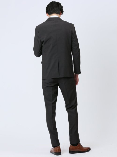 ストレッチウォッシャブル スリムフィット 2ボタン2ピーススーツ ウィンドペングレー