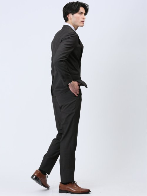 ストレッチウォッシャブル スリムフィット 2ボタン2ピーススーツ ウィンドペングレー