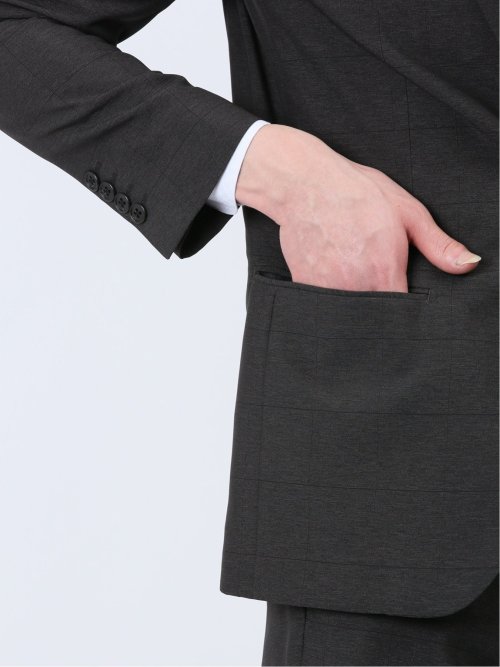 ストレッチウォッシャブル スリムフィット 2ボタン2ピーススーツ ウィンドペングレー