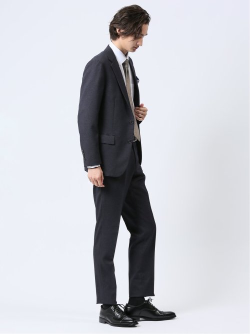 Woolen Tec On スリムフィット 2ボタン2ピーススーツ 千鳥紺(S 75紺