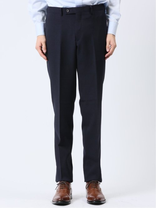 Woolen Tec On スリムフィット 2ボタン2ピーススーツ チェック紺