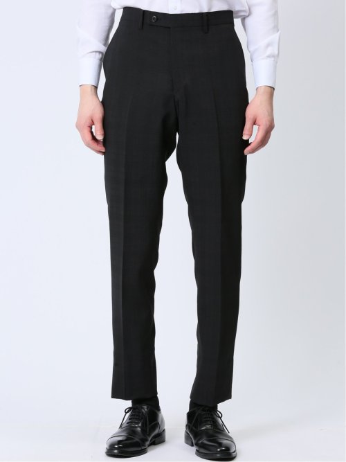 ストレッチウォッシャブル レギュラーフィット 2ボタン2ピーススーツ チェック黒