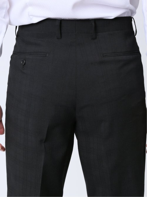 ストレッチウォッシャブル レギュラーフィット 2ボタン2ピーススーツ チェック黒