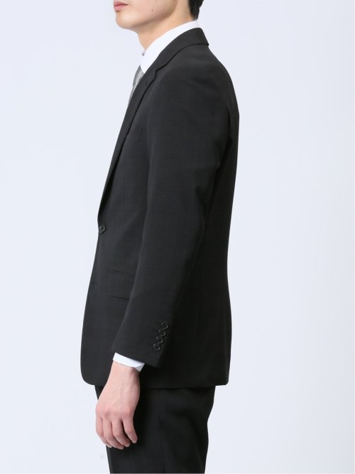 ストレッチウォッシャブル レギュラーフィット 2ボタン2ピーススーツ チェック黒