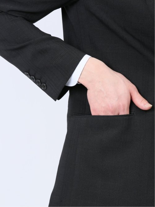 ストレッチウォッシャブル レギュラーフィット 2ボタン2ピーススーツ チェック黒