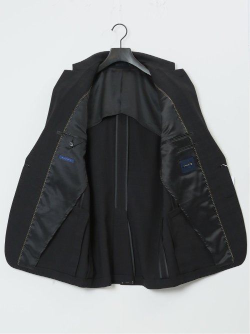 ストレッチウォッシャブル レギュラーフィット 2ボタン2ピーススーツ チェック黒