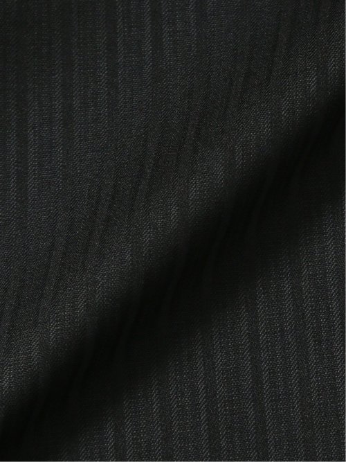 光沢ウール混 レギュラーフィット 2ボタン3ピーススーツ ストライプ黒