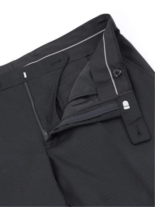 光沢ウール混 スリムフィット 2ボタン3ピーススーツ 組織黒