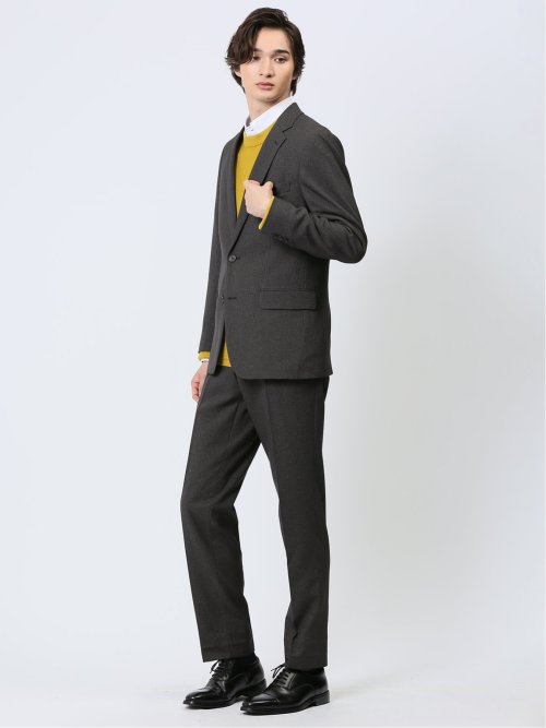 Woolen Tec On スリムフィット 2ボタン2ピーススーツ 千鳥グレー