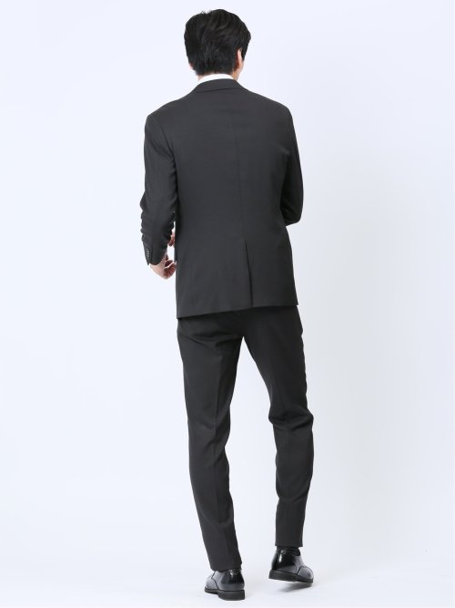 ストレッチウォッシャブル レギュラーフィット 2ボタン2パンツスーツ シャドーストライプ黒