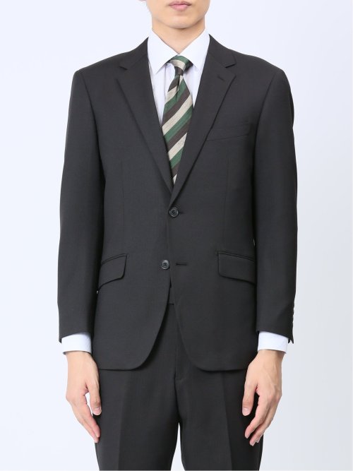 ストレッチウォッシャブル レギュラーフィット 2ボタン2パンツスーツ シャドーストライプ黒