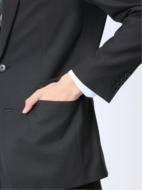 ストレッチウォッシャブル レギュラーフィット 2ボタン2パンツスーツ シャドーストライプ黒