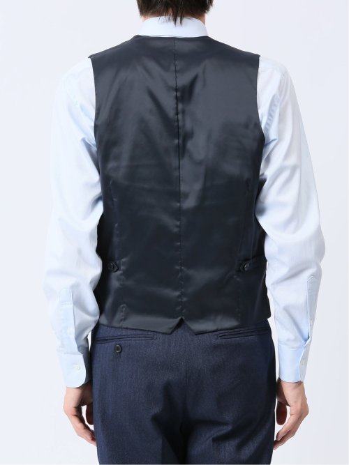 Woolen Tec On スリムフィット 2ボタン3ピーススーツ ヘリンボン青