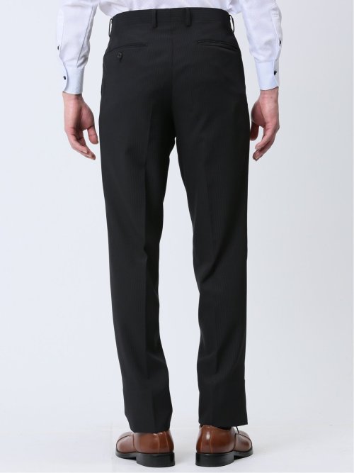 ストレッチウォッシャブル レギュラーフィット 2ボタン2ピーススーツ シャドーストライプ黒