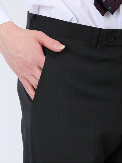 ストレッチウォッシャブル レギュラーフィット 2ボタン2ピーススーツ シャドーストライプ黒