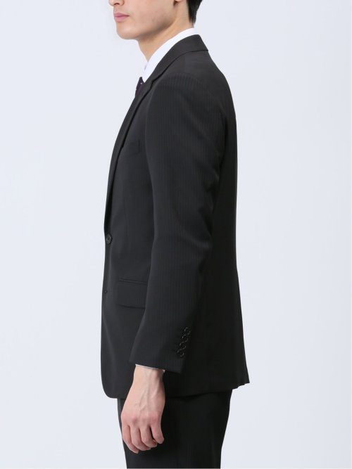 ストレッチウォッシャブル レギュラーフィット 2ボタン2ピーススーツ シャドーストライプ黒