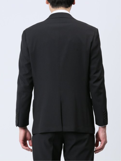 ストレッチウォッシャブル レギュラーフィット 2ボタン2ピーススーツ シャドーストライプ黒