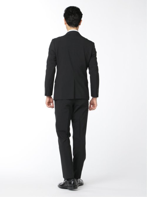 ストレッチウォッシャブル スリムフィット 2ボタン2パンツ 軽量リクルートスーツ 黒