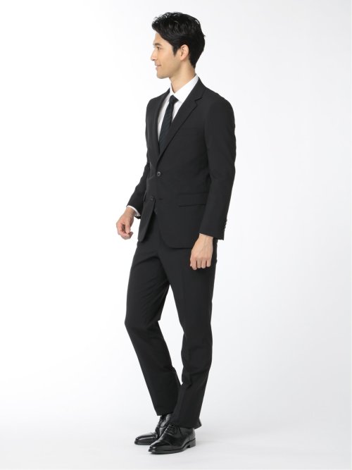ストレッチウォッシャブル スリムフィット 2ボタン2パンツ 軽量リクルートスーツ 黒