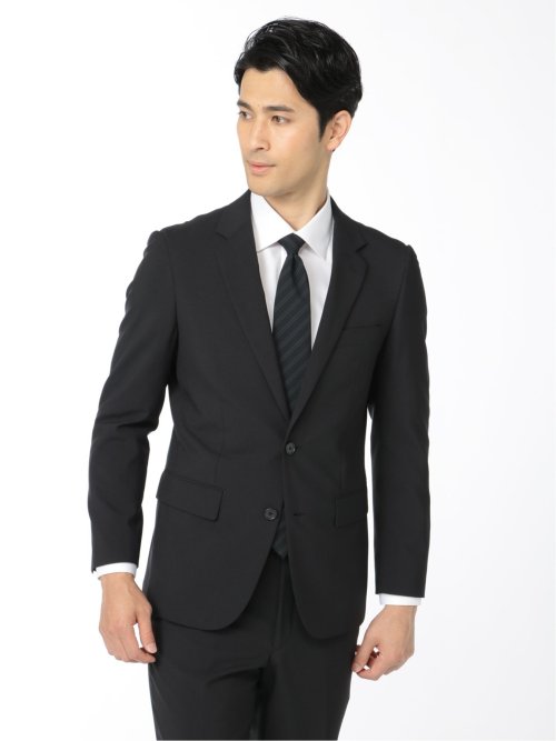 ストレッチウォッシャブル スリムフィット 2ボタン2パンツ 軽量リクルートスーツ 黒