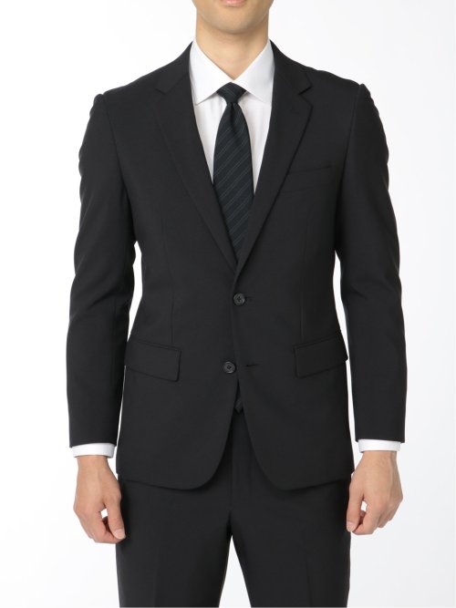 ストレッチウォッシャブル スリムフィット 2ボタン2パンツ 軽量リクルートスーツ 黒
