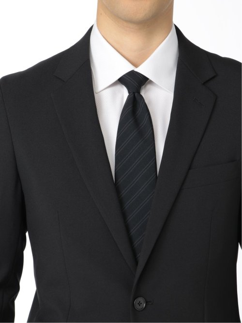 ストレッチウォッシャブル スリムフィット 2ボタン2パンツ 軽量リクルートスーツ 黒