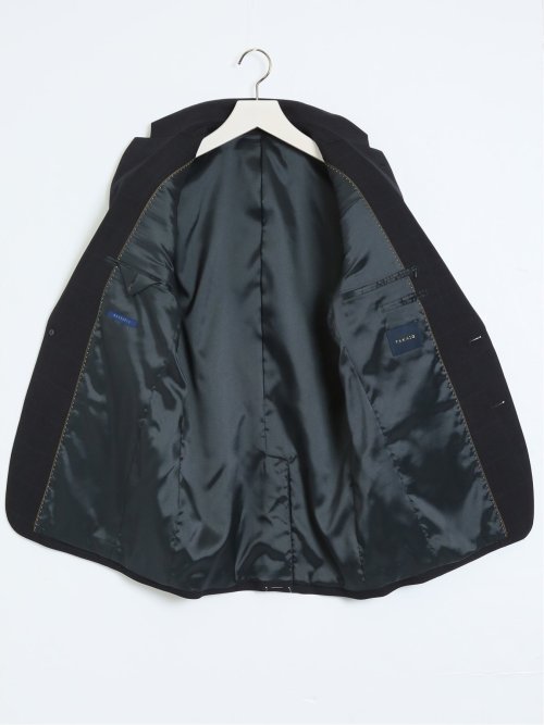 ストレッチウォッシャブル レギュラーフィット 2ボタン2パンツスーツ チェック紺