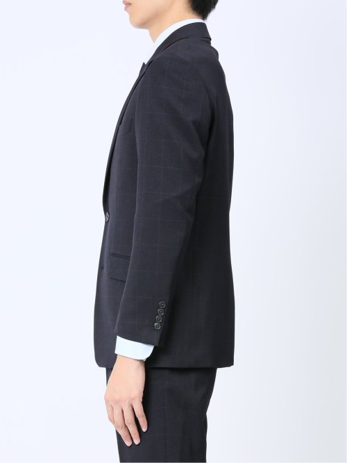 ストレッチウォッシャブル レギュラーフィット 2ボタン2パンツスーツ チェック紺