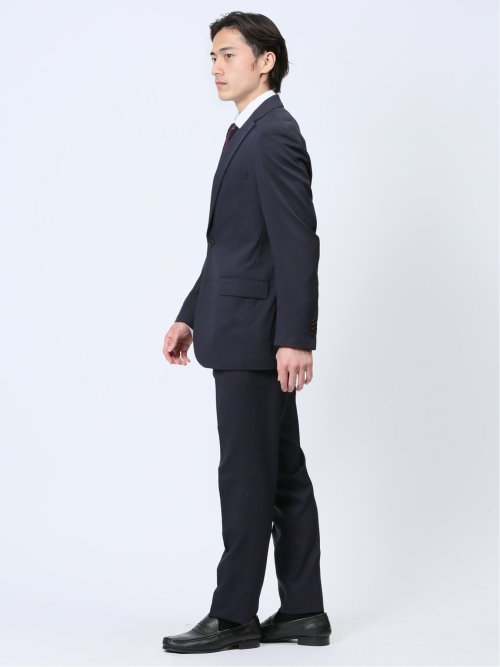 ストレッチウォッシャブル レギュラーフィット 2ボタン2ピーススーツ マイクロ紺