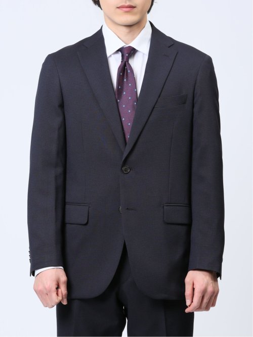 ストレッチウォッシャブル レギュラーフィット 2ボタン2ピーススーツ マイクロ紺
