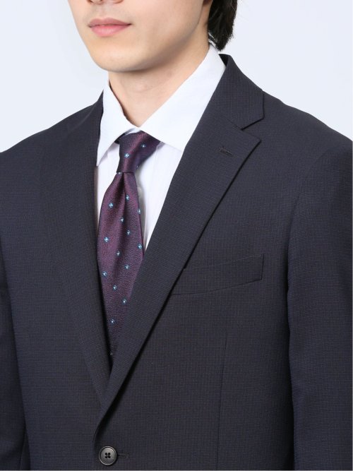 ストレッチウォッシャブル レギュラーフィット 2ボタン2ピーススーツ マイクロ紺