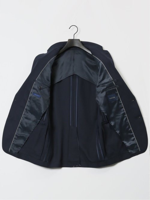 ストレッチウォッシャブル スリムフィット 2ボタン3ピーススーツ 組織紺