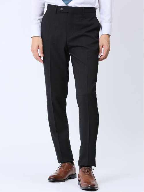 Woolen Tec On スリムフィット 2ボタン3ピーススーツ チェック紺