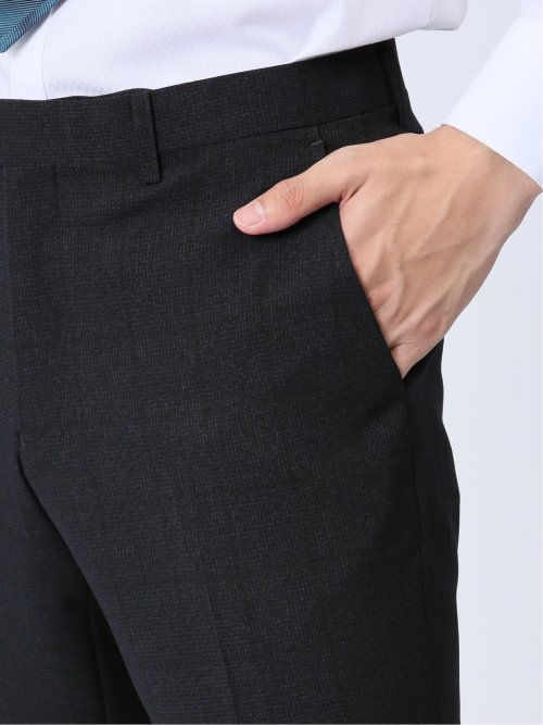 Woolen Tec On スリムフィット 2ボタン3ピーススーツ チェック紺