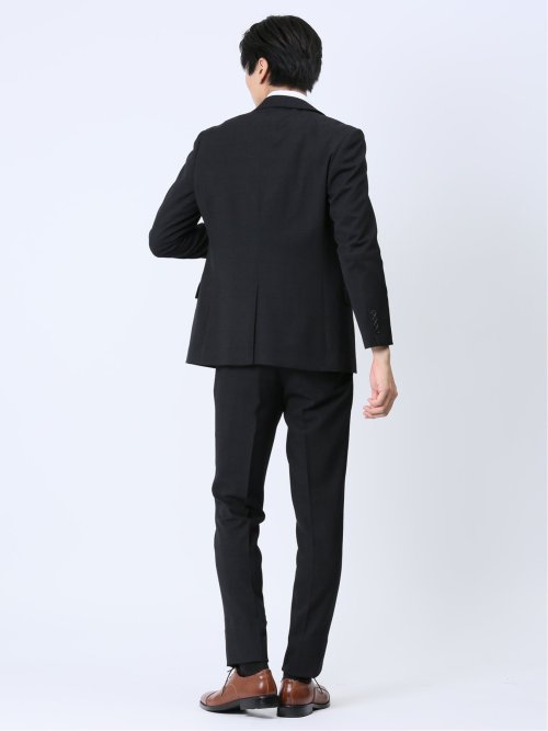 Woolen Tec On スリムフィット 2ボタン3ピーススーツ チェック紺