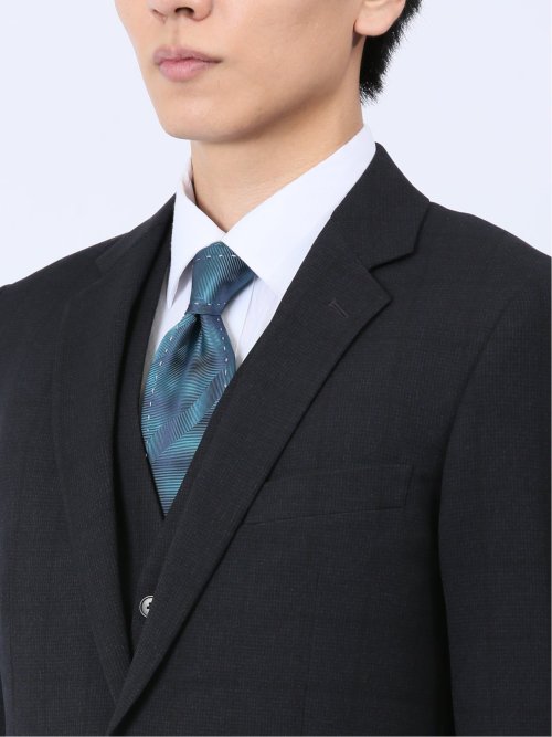 Woolen Tec On スリムフィット 2ボタン3ピーススーツ チェック紺