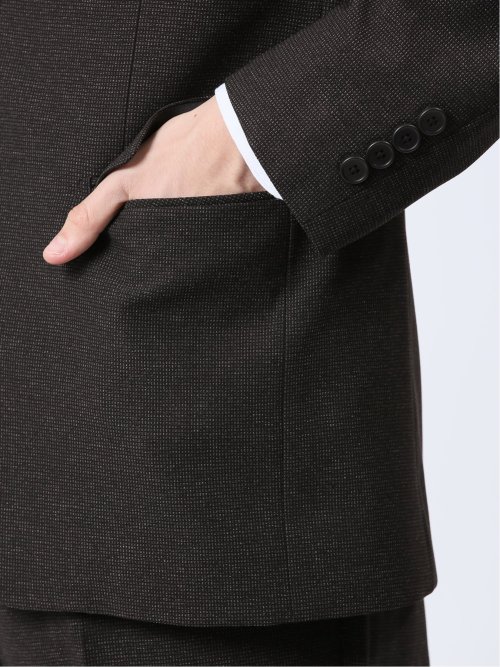 Woolen Tec On スリムフィット 2ボタン3ピーススーツ 組織茶