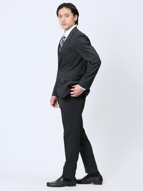 ストレッチウォッシャブル レギュラーフィット 2ボタン2ピーススーツ マイクログレー