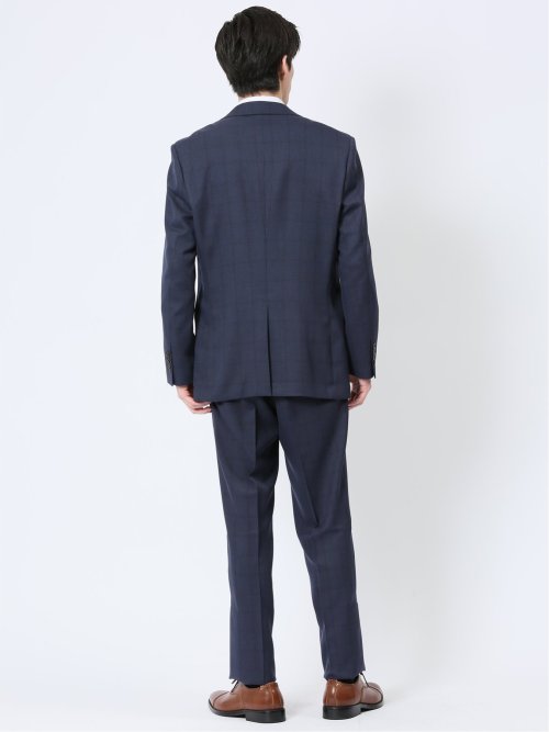 ストレッチウォッシャブル レギュラーフィット 2ボタン3ピーススーツ ウィンドペン紺