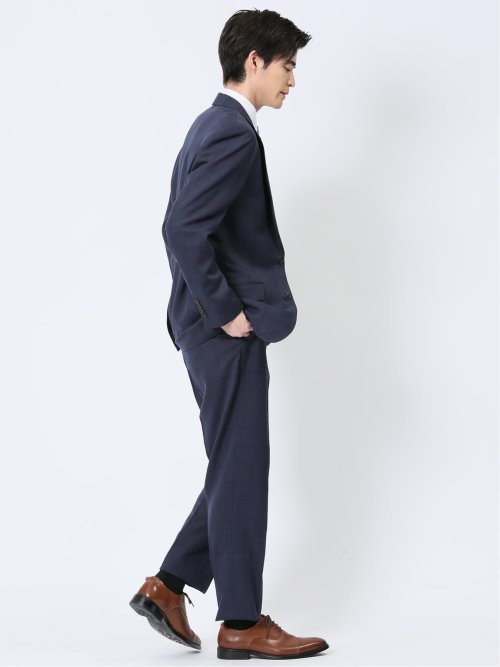 ストレッチウォッシャブル レギュラーフィット 2ボタン3ピーススーツ ウィンドペン紺