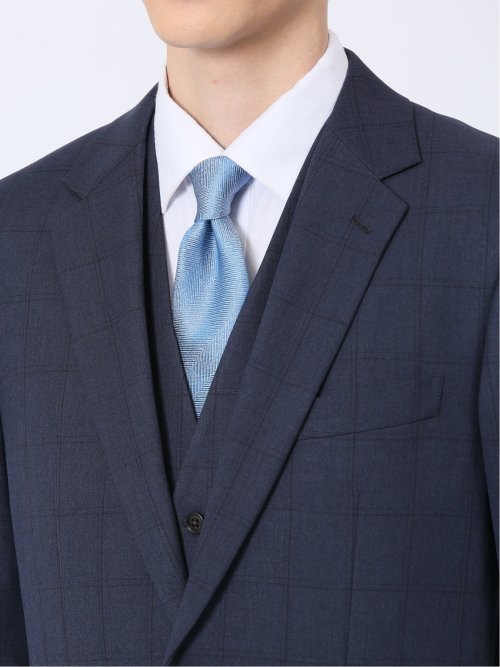 ストレッチウォッシャブル レギュラーフィット 2ボタン3ピーススーツ ウィンドペン紺