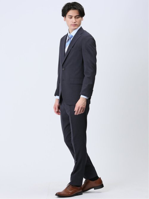 軽量ストレッチ レギュラーフィット 2ボタン2ピーススーツ 千鳥紺