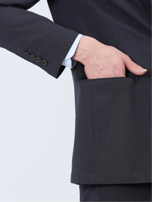軽量ストレッチ レギュラーフィット 2ボタン2ピーススーツ 千鳥紺