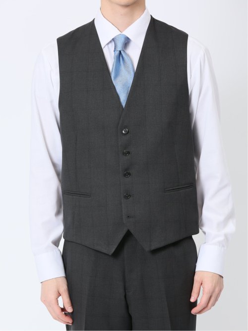 ストレッチウォッシャブル レギュラーフィット 2ボタン3ピーススーツ ウィンドペングレー