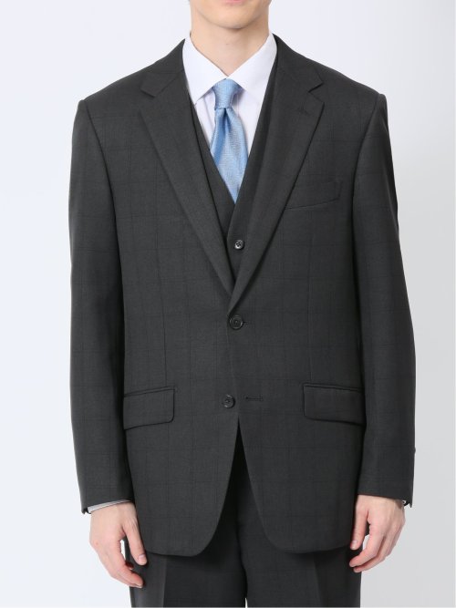 ストレッチウォッシャブル レギュラーフィット 2ボタン3ピーススーツ ウィンドペングレー