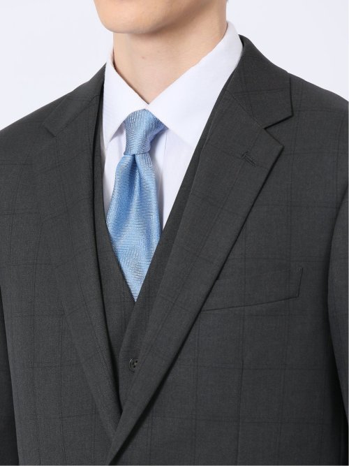 ストレッチウォッシャブル レギュラーフィット 2ボタン3ピーススーツ ウィンドペングレー