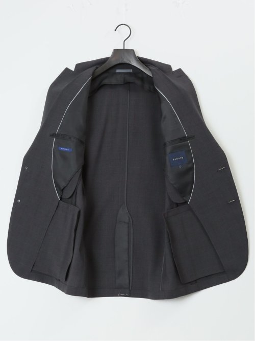 軽量ストレッチ レギュラーフィット 2ボタン2ピーススーツ チェックグレー