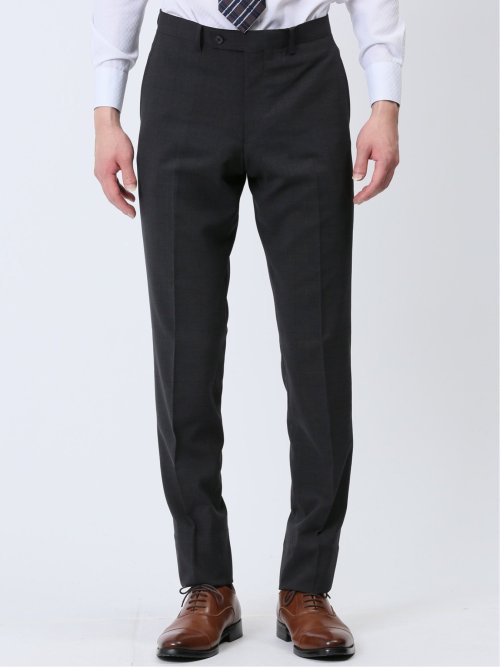 軽量ストレッチ レギュラーフィット 2ボタン2ピーススーツ チェックグレー