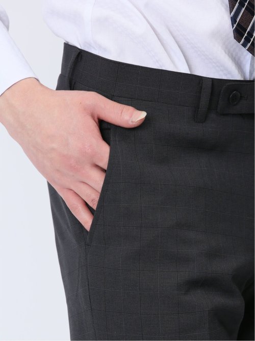 軽量ストレッチ レギュラーフィット 2ボタン2ピーススーツ チェックグレー