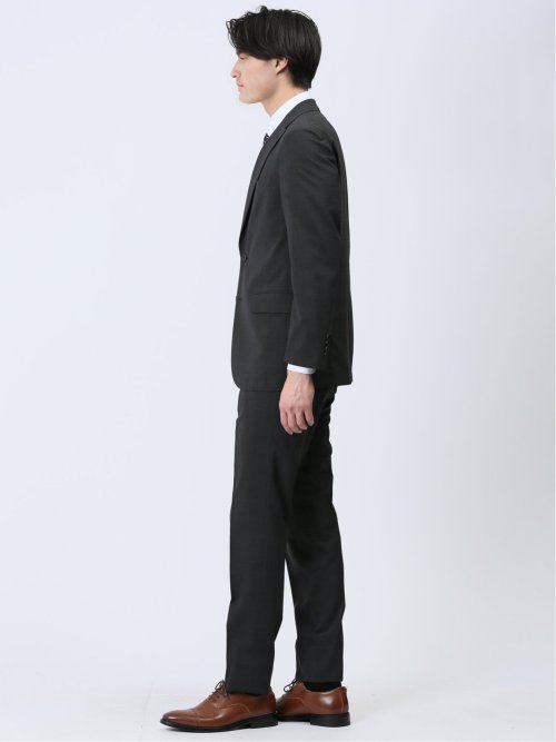 軽量ストレッチ レギュラーフィット 2ボタン2ピーススーツ チェックグレー